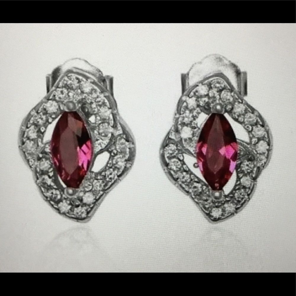 2 Ct. Abstract Marquise Lab Ruby Stud Earrings New - image 1
